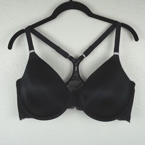 Maidenform Black Lace T-Back Underwire Bra 40DD‎ feminine coquette lingerie